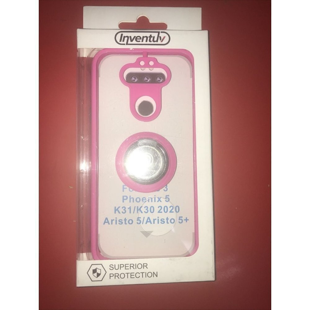 LG K31, ARISTO 5 & FORTUNE 3 INVENTUV ~ Clear And Hot Pink HYBRID CASE